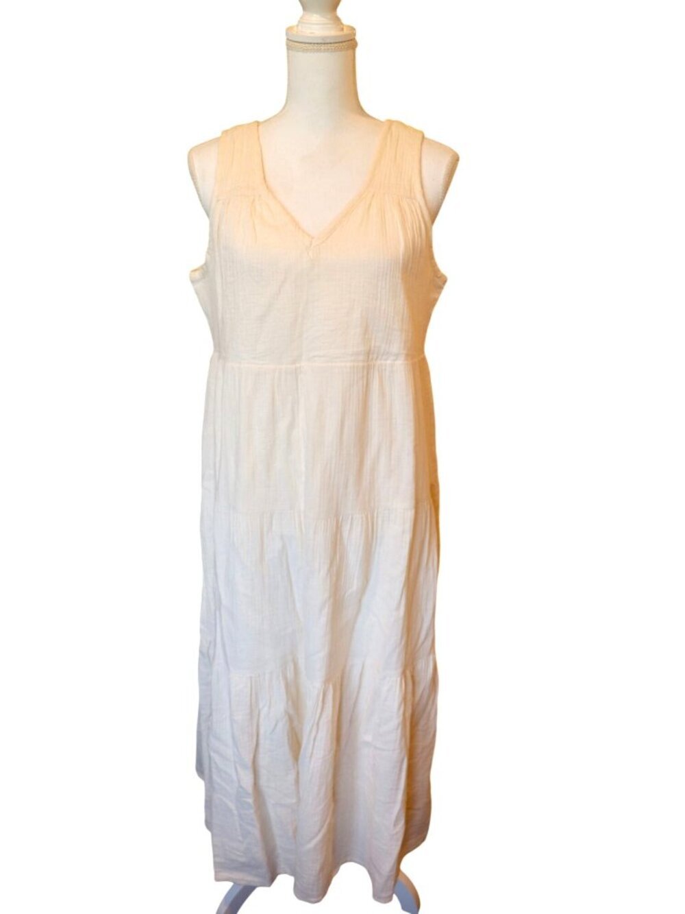 Quince 100% Organic Cotton Gauze Tiered Maxi Dress, Small NWT
